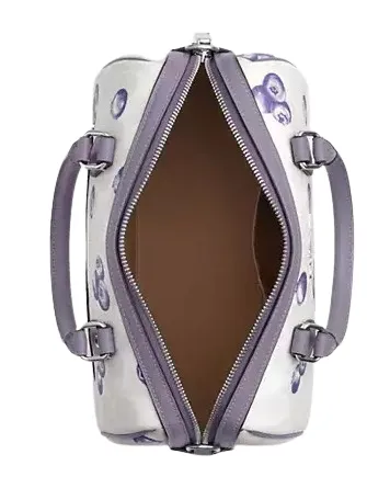 Rowan Satchel Bag In Signature Canvas With Blueberry Print