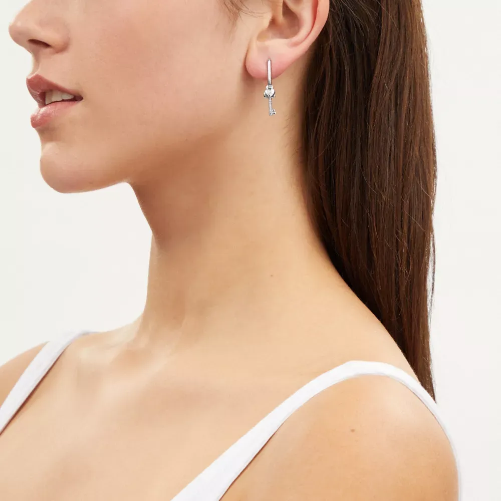 Pearl And Padlock Mismatch Huggie Earrings