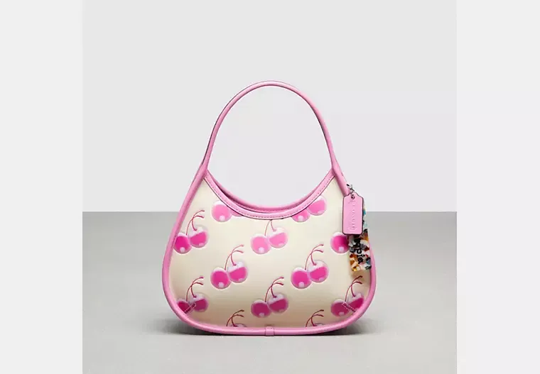 Leather cherry print bag