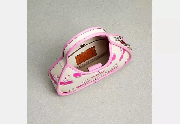 Leather cherry print bag