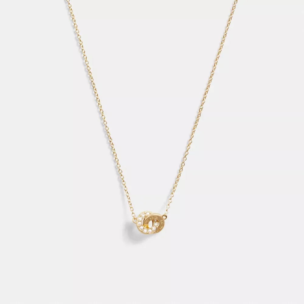 Interlocking Open Circle Pearl Pendant Necklace