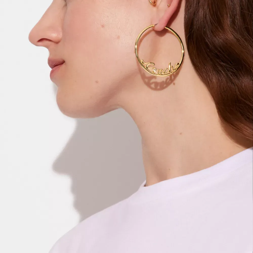 Logo Script Hoop Earrings