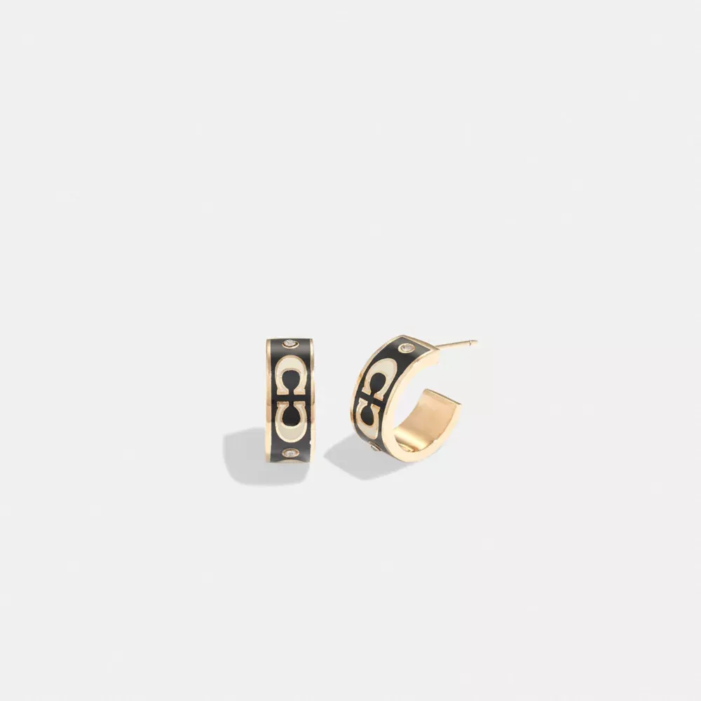 Signature Enamel Huggie Earrings