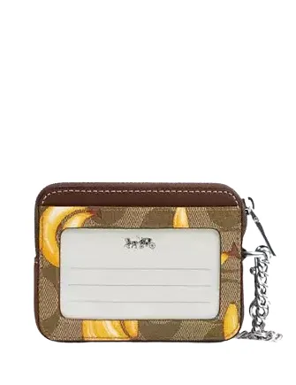 Zip Card Case In Signature Canvas With Banana Print