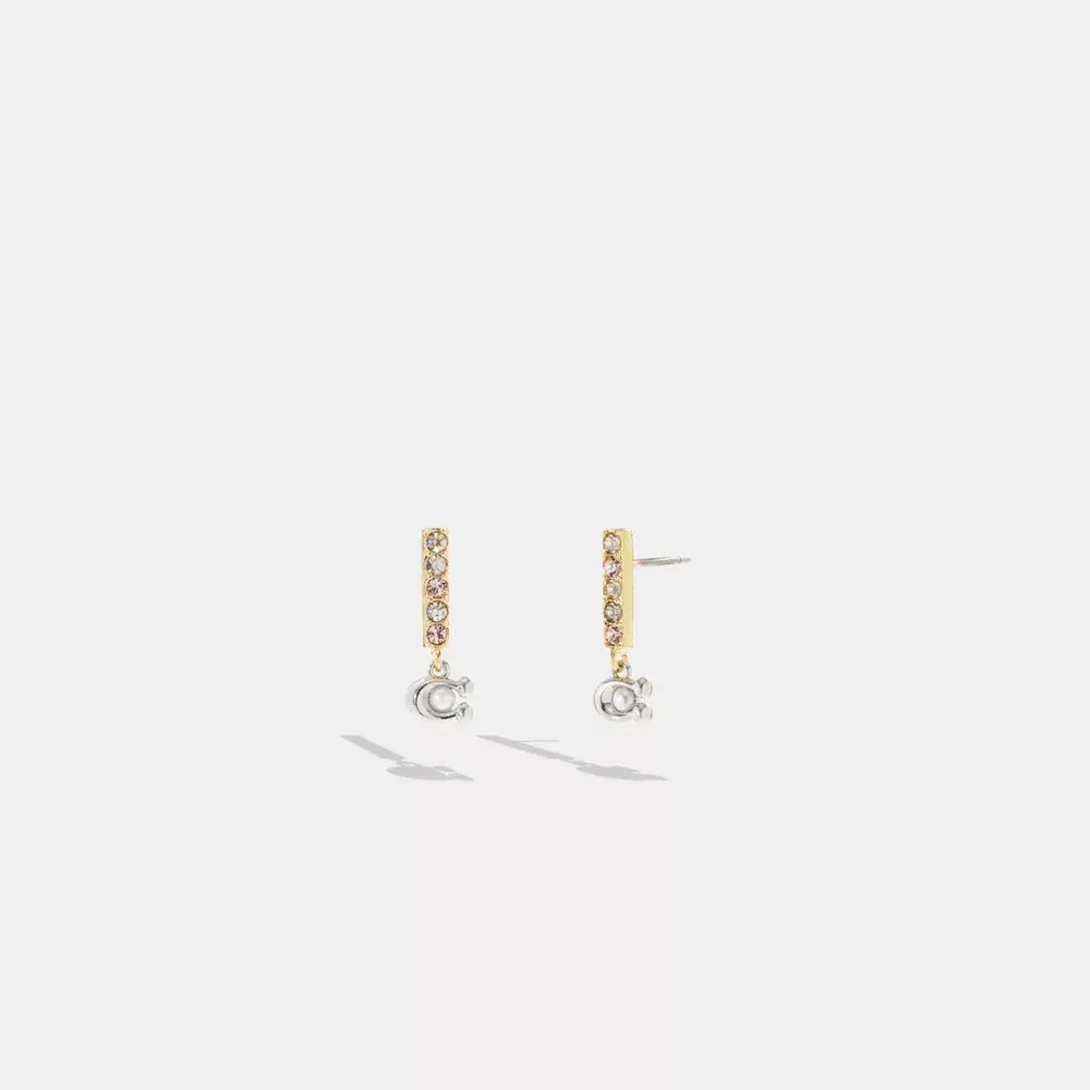 Signature Pavé Bar Huggie Earrings