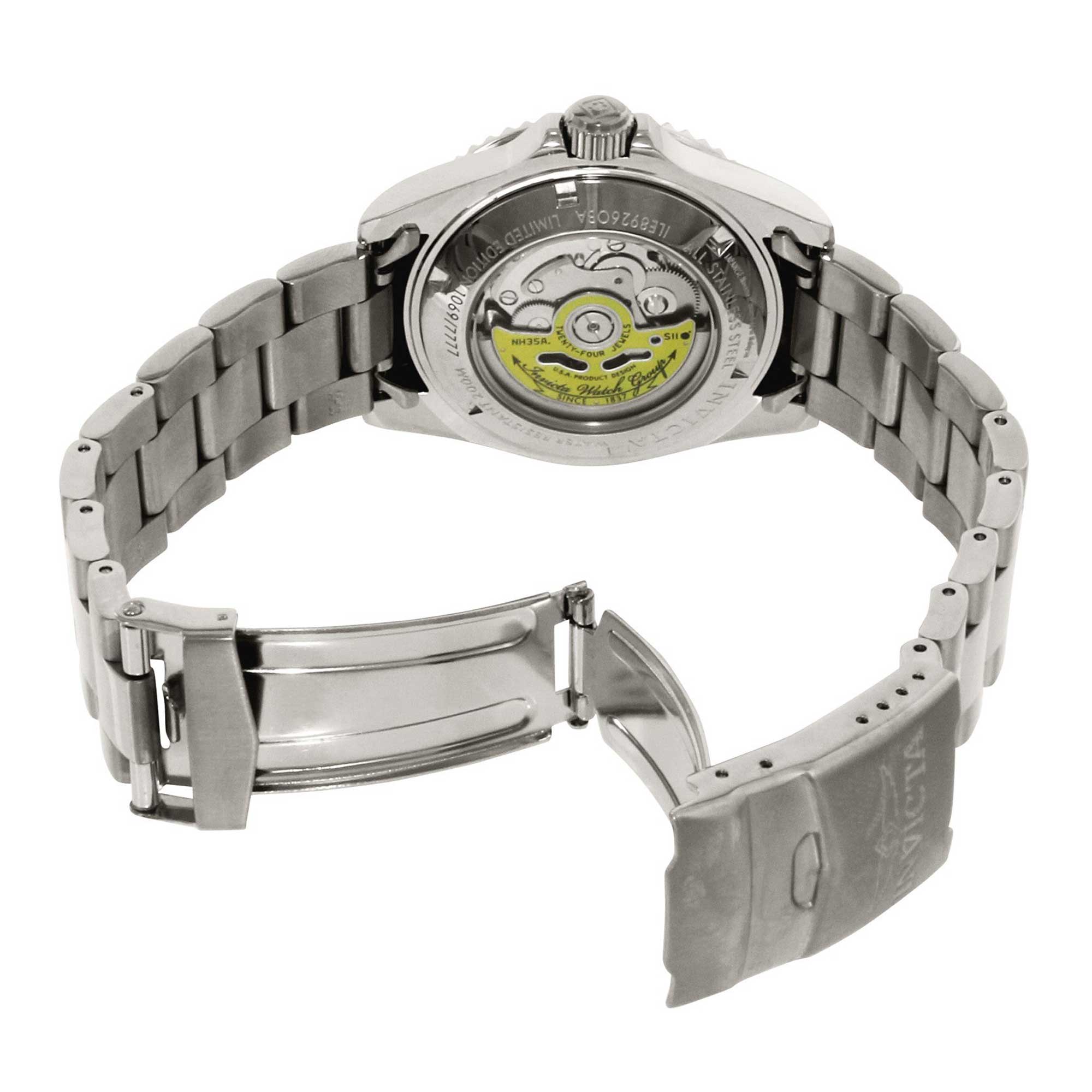 Invicta Men's Watch - Pro Diver Automatic Black Dial Silver Bracelet | ILE8926OBA