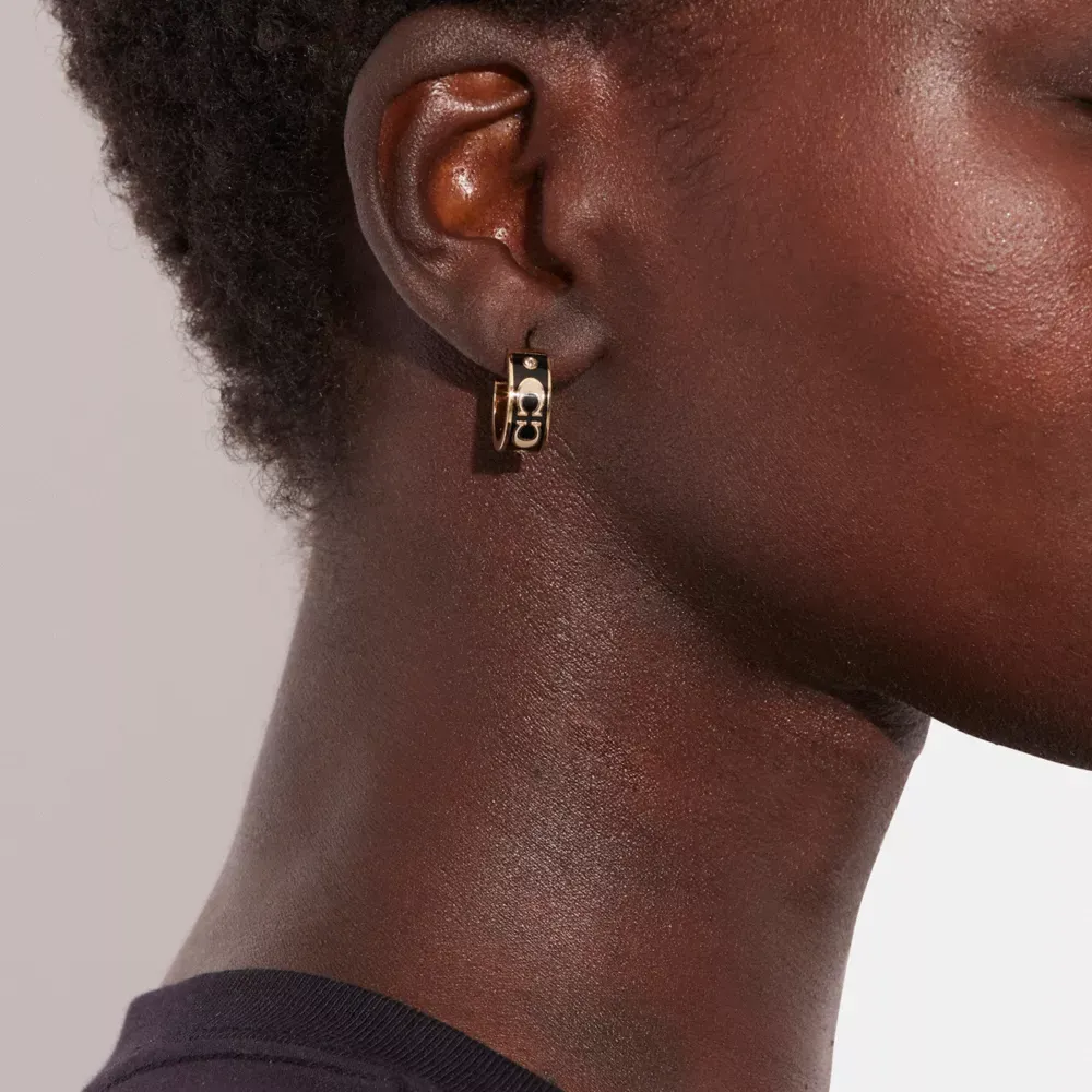 Signature Enamel Huggie Earrings