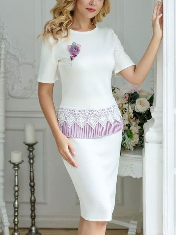 Short-sleeved small fragrance ladies skirt suit