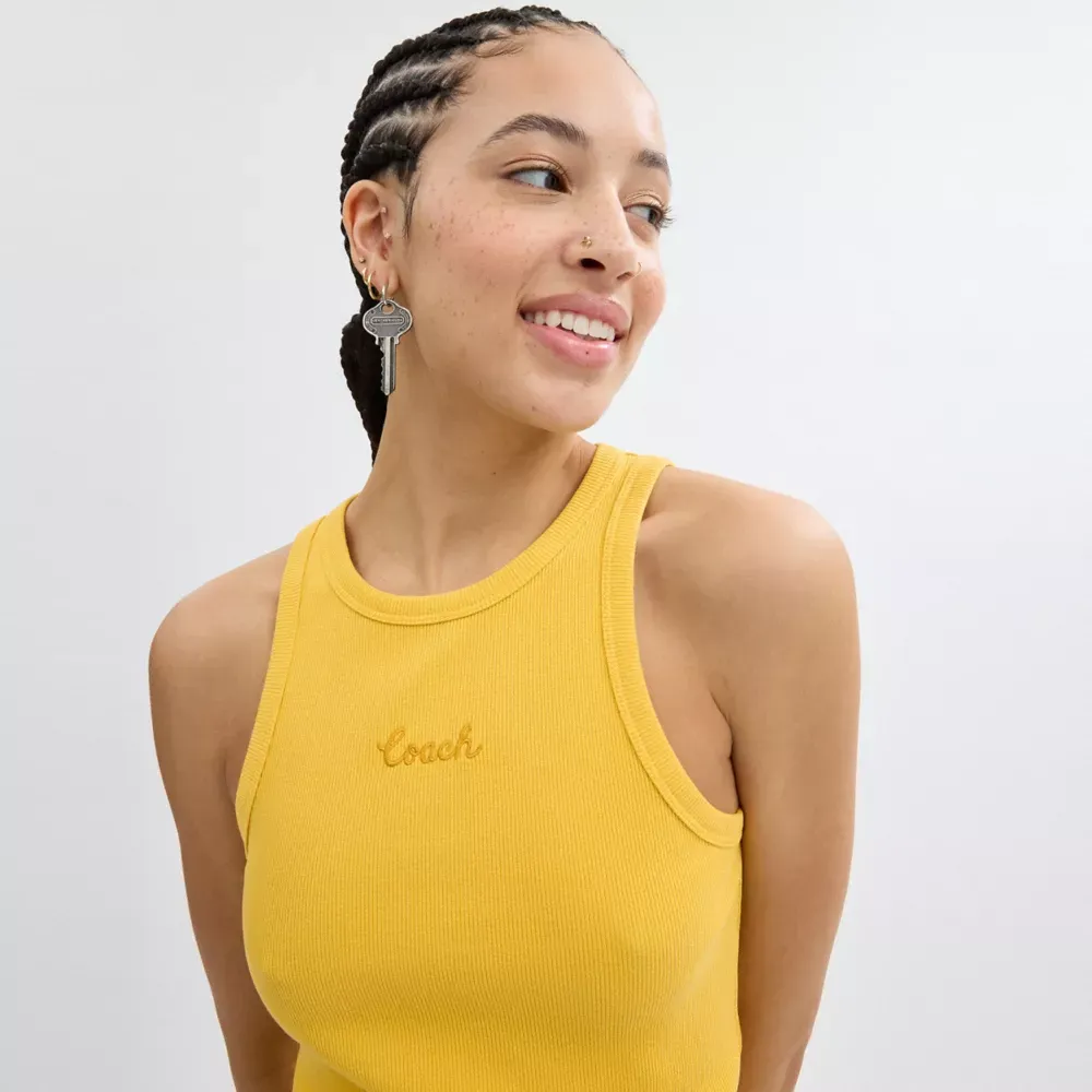 Ribbed Cothtach Script Tank Top