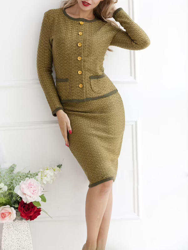 Two-piece women's top and hip skirt