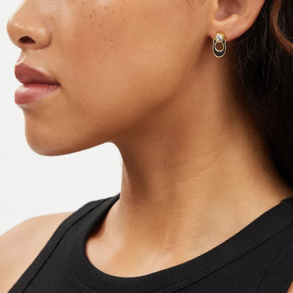 Signature Link Enamel Pavé Drop Earrings