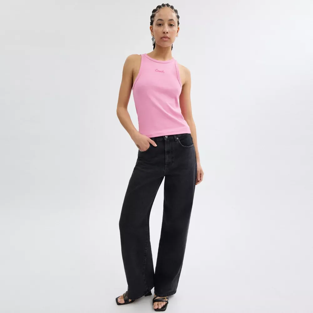 Ribbed Cothtach Script Tank Top