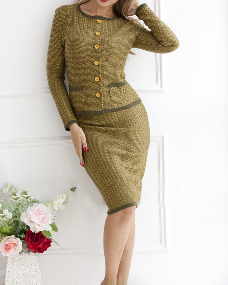 Top + pencil skirt knitted elegant suit