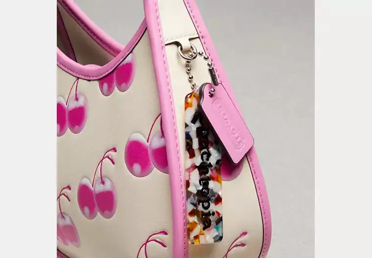 Leather cherry print bag