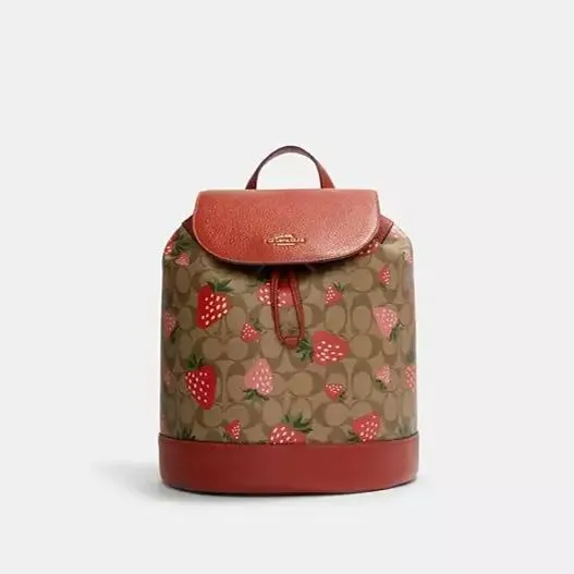 Backpack With Wild Strawberry Print