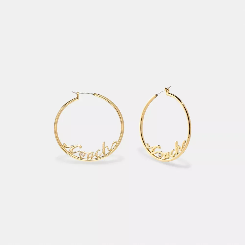 Logo Script Hoop Earrings