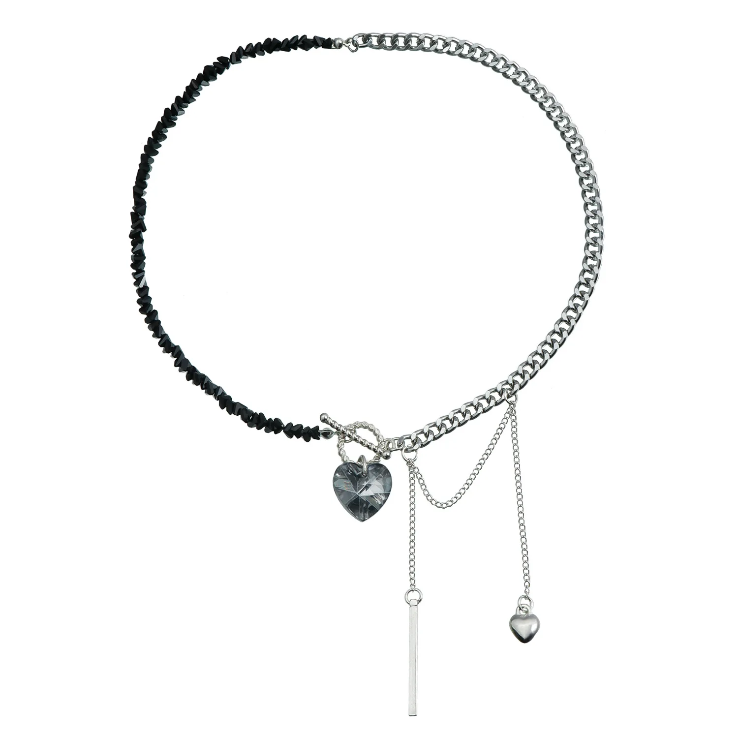 Glass Crystal Bead Heart Collarbone Chain Luxury Fashion Jewelry Necklace for Women