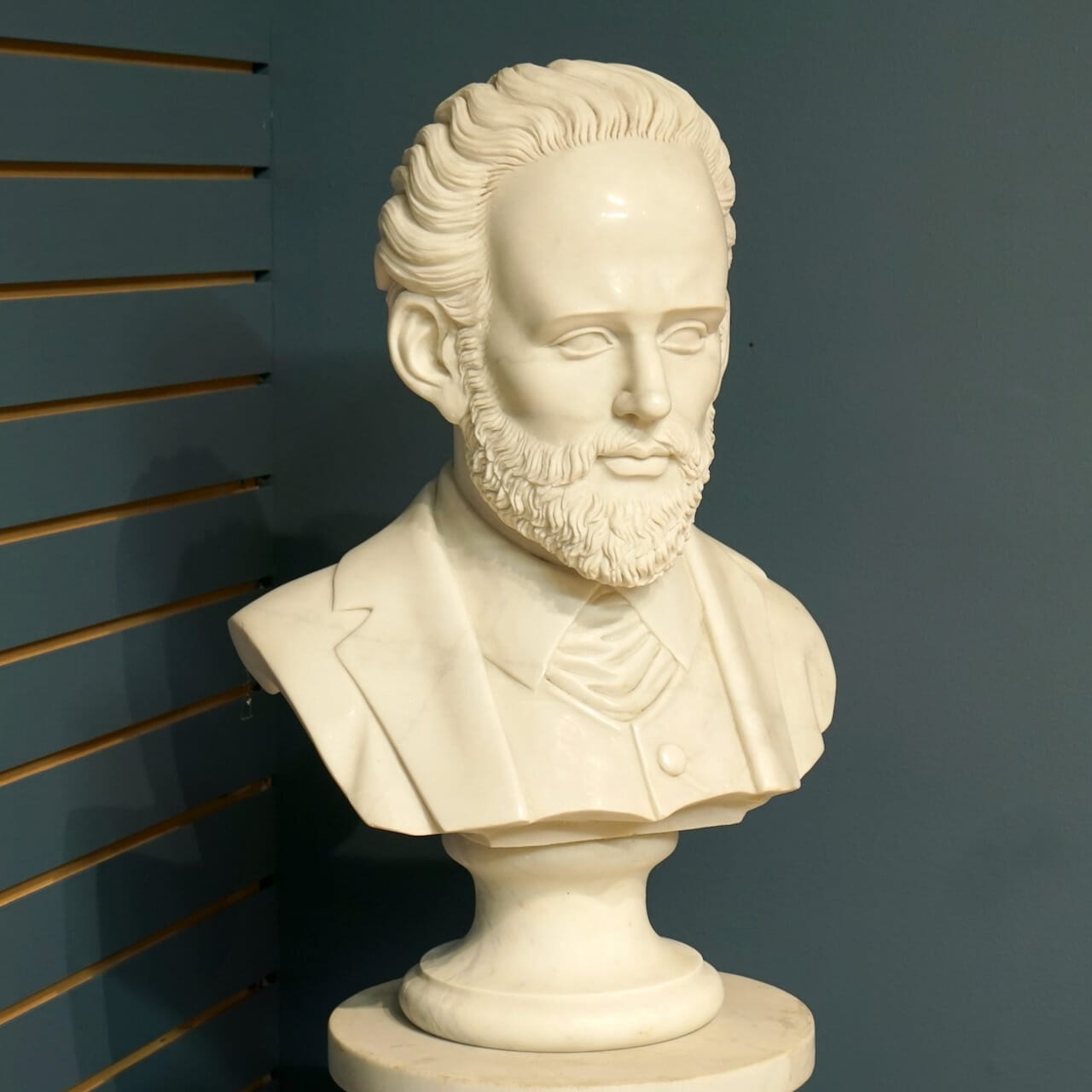 White Marble Bust Man With Beard