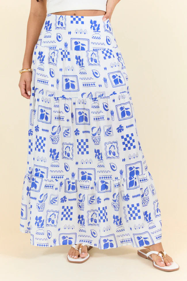 Blue Icon Floral Maxi Skirt