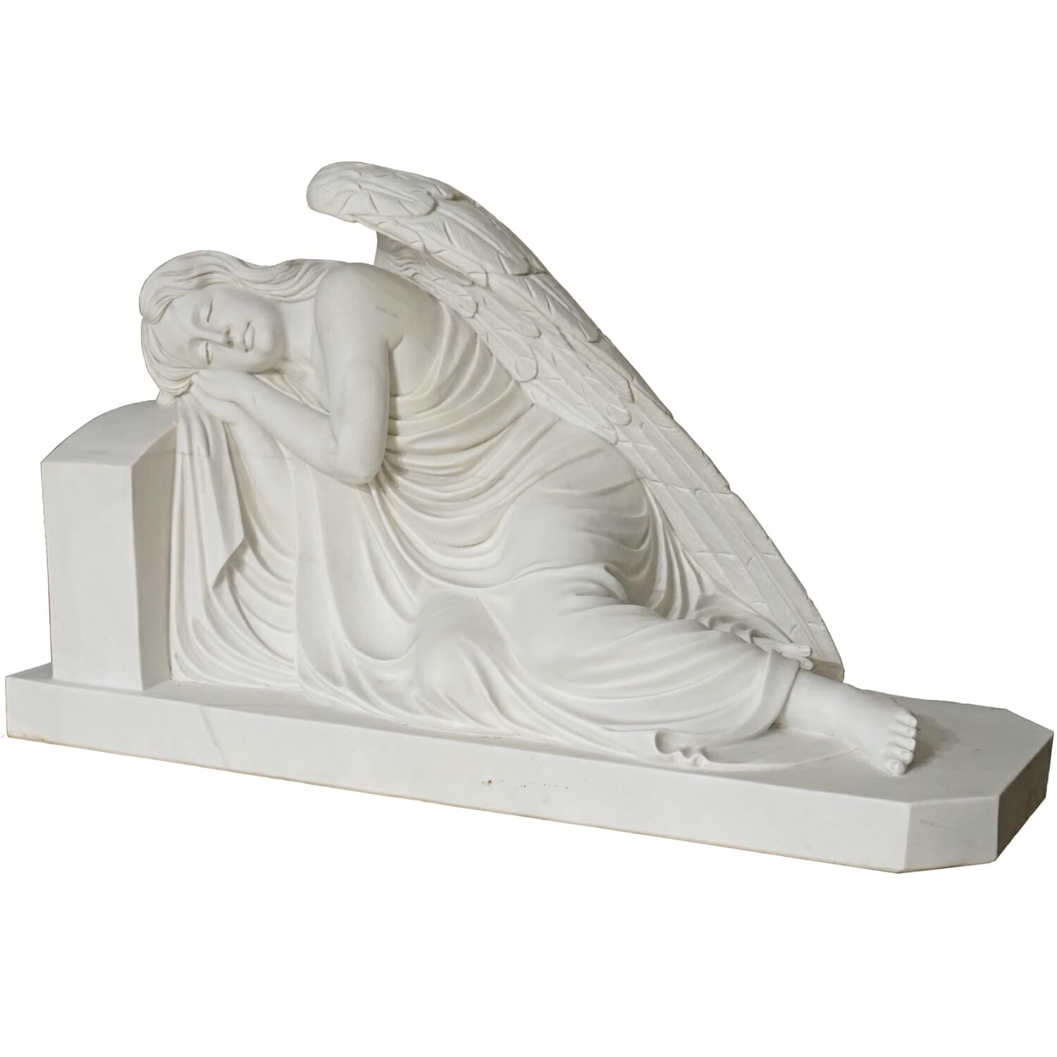 White Marble Angel Laying On Wall